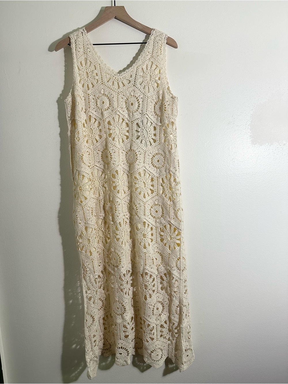 CHARLIE B Cream Crochet Maxi Dress - Floral Openwork